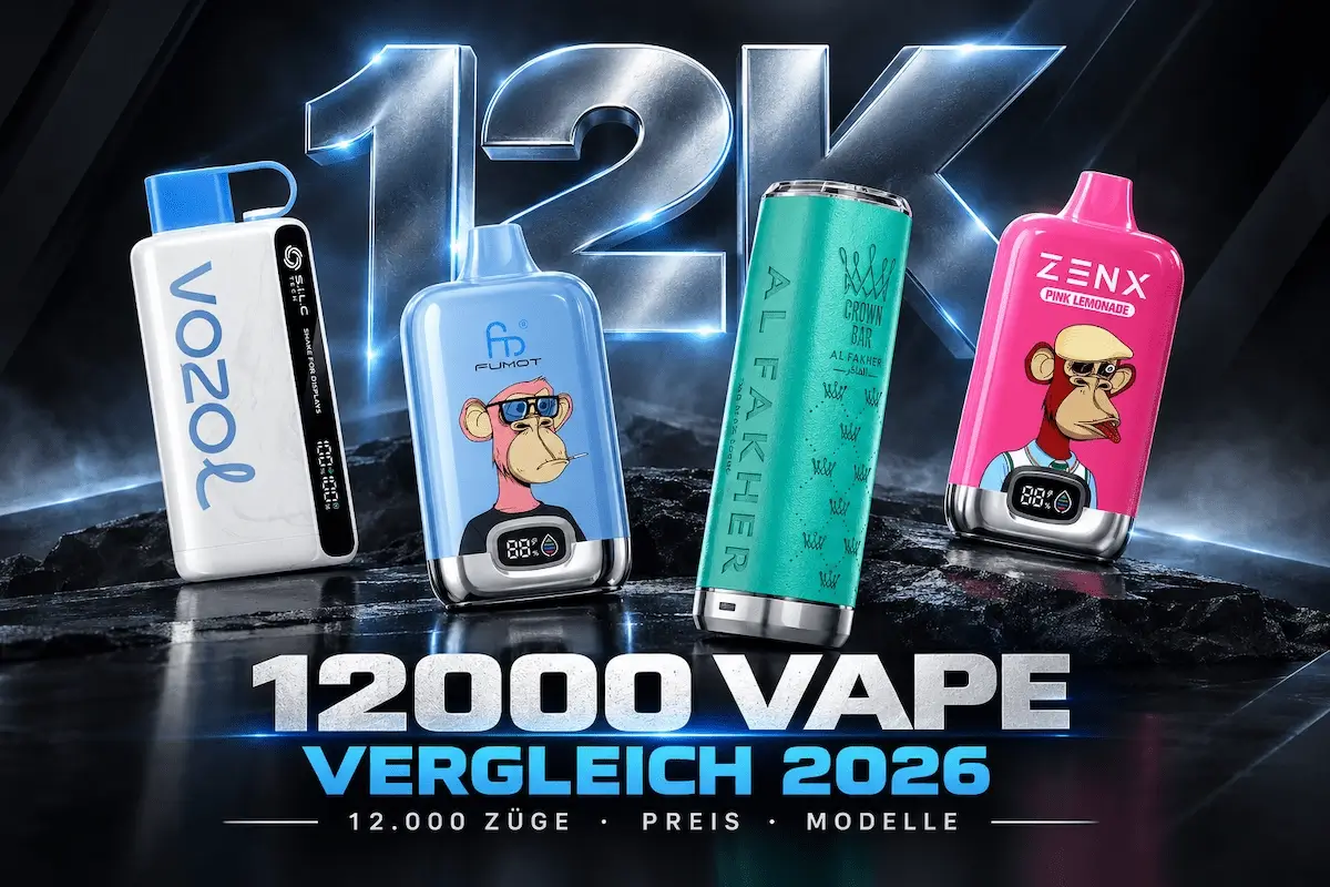 12000 Vape Vergleich 2026 mit vier beliebten 12K Modellen