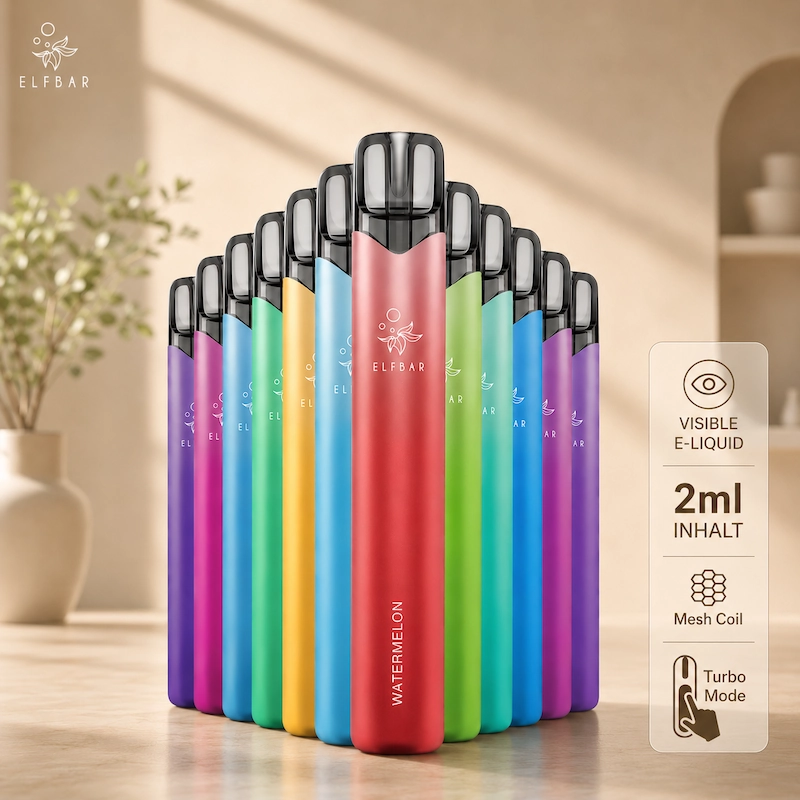 ELFBAR 800 Einweg Vape in verschiedenen Geschmacksrichtungen mit Mesh Coil und Turbo Mode