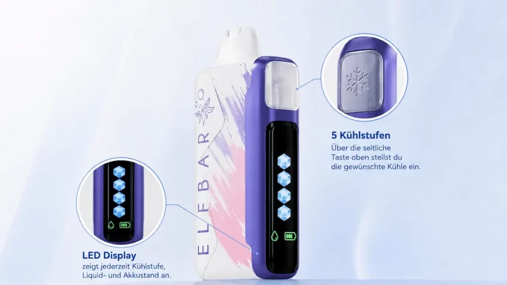 ELFBAR Ice King 25000 LED-Display und 5 Kühlstufen im Überblick