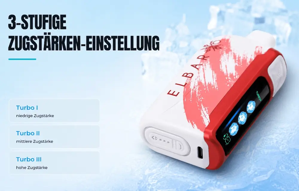 ELFBAR Ice King 25K mit 3-stufiger Zugstärken-Regelung
