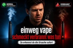 Einweg Vape schmeckt verbrannt – Nutzer vergleicht normale und verbrannte Vape zur Ursachenanalyse