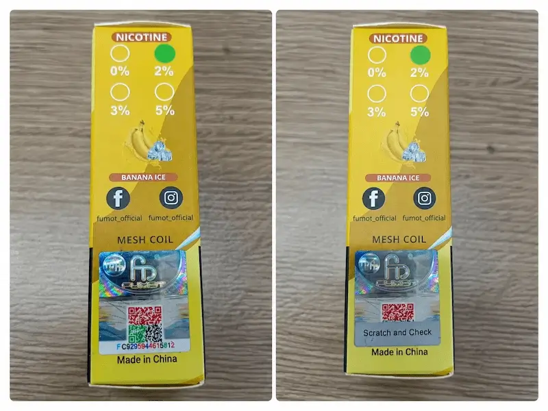 Fumot Sicherheitscode Auf Der Verpackung