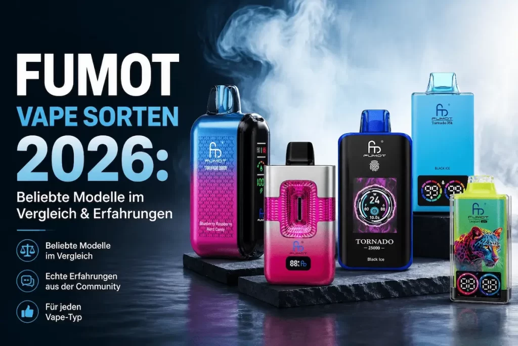 Fumot Vape Sorten Übersicht: 7 Top-Modelle Digital Box, Tornado, Monkey, Leopard FUMOT Vape Sorten im Vergleich Beliebte Modelle und Erfahrungen
