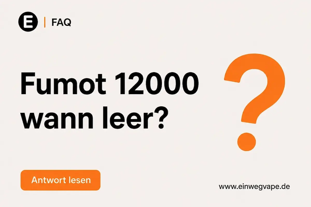 Fumot 12000 wann leer FAQ Grafik mit großer Frage zur Erkennung eines leeren Zustands der Vape