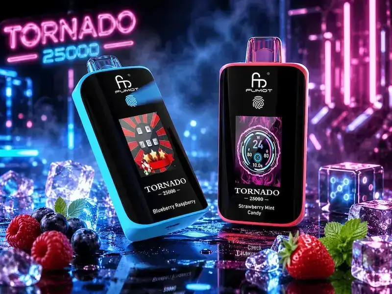 Fumot Tornado 25000 Einweg E-Zigarette Mit Tft Touch Display, Wattsteuerung Und Cyber-Dice-Spielmodus Fumot Tornado 25000 Einweg E-Zigarette mit TFT Touch Display, Wattsteuerung und Cyber-Dice-Spielmodus
